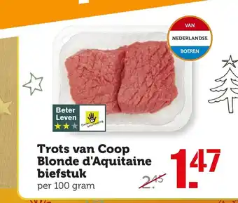 Coop Trots van Coop Blonde d'Aquitaine biefstuk per 100 gram aanbieding