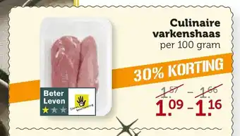 Coop Culinaire varkenshaas per 100 gram aanbieding