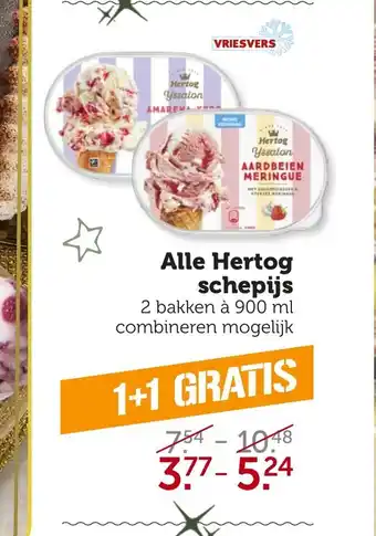 Coop Alle Hertog schepijs 2 bakken a 900 ml aanbieding