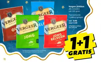 Boni Vergeer plakken pak 200 gram 1+1 Gratis aanbieding