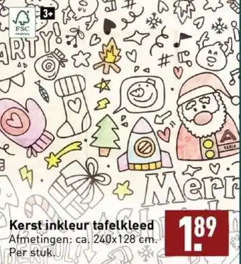 ALDI Kerst inkleur tafelkleed afmetingen: ca. 240x128 cm. per stuk. aanbieding