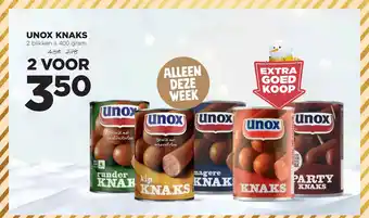 Jumbo Unox knaks 2 blikken a 400 gram aanbieding