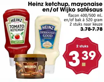 Boon`s Markt Heinz ketchup, mayonaise en/of wijko satésaus aanbieding