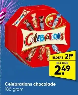 Big Bazar Celebrations chocolade 186 gram aanbieding