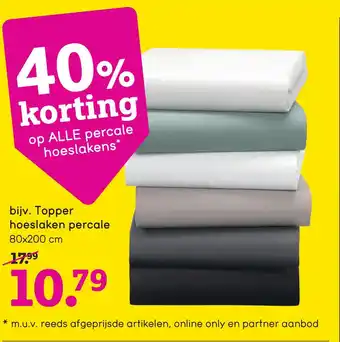 Leen Bakker Topper hoeslaken percale aanbieding