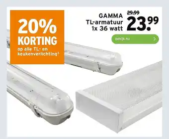 GAMMA Gamma tl-armatuur 1x 36 watt aanbieding