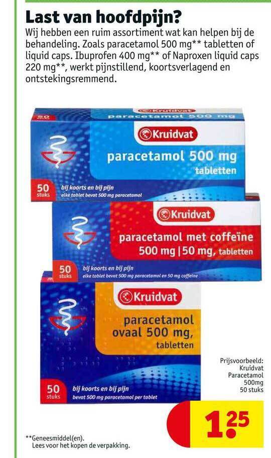 Kruidvat paracetamol 500mg aanbieding bij Kruidvat