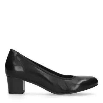 Manfield No stress zwarte leren pumps met lage hak aanbieding