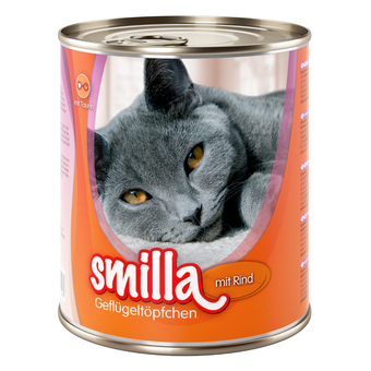 Zooplus 24x800g gevogeltepannetje gevogelte met rund smilla kattenvoer aanbieding