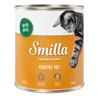 Zooplus 6x800g gevogeltepannetje gevogelte met eend smilla kattenvoer aanbieding