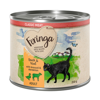 Zooplus 6x200g menu duo-soorten eend & kalf met broccoli & paardenbloem feringa kattenvoer aanbieding