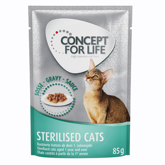 Zooplus 24x85g gemengd gelei & saus sterilised in saus en gelei concept for life kattenvoer aanbieding