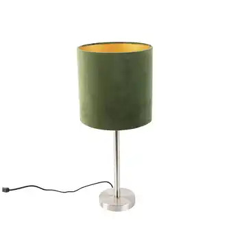 Lampenlicht.nl Tafellamp staal met groene kap 25 cm - simplo aanbieding