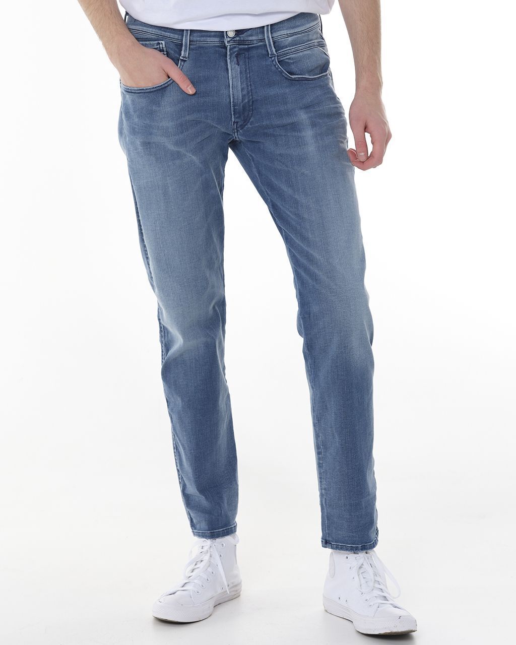 Replay anbass hyperflex white shade heren jeans aanbieding bij Only for Men