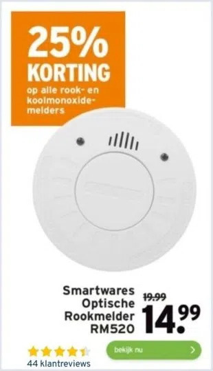 GAMMA Smartwares optische rookmelder rm520 aanbieding