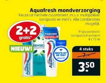 Trekpleister Aquafresh Mondverzorging 2+2 Gratis aanbieding