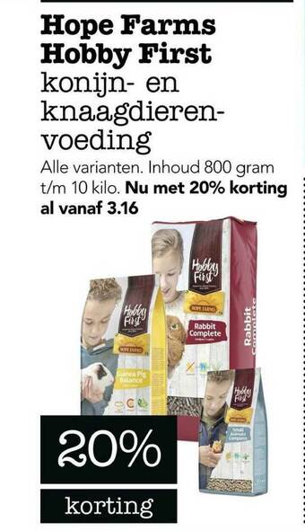 Dierspecialist Hope Farms Hobby First Konijn- En Knaagdierenvoeding 20% Korting aanbieding