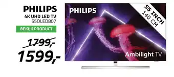 Obbink Philips 4k uhd led tv 550led807 aanbieding