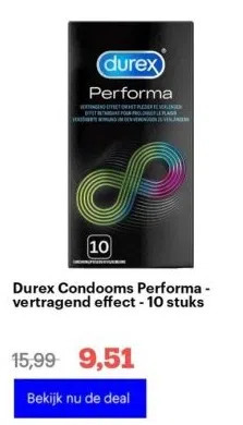 Bol.com Durex condooms performa - vertragend effect - 10 stuks aanbieding