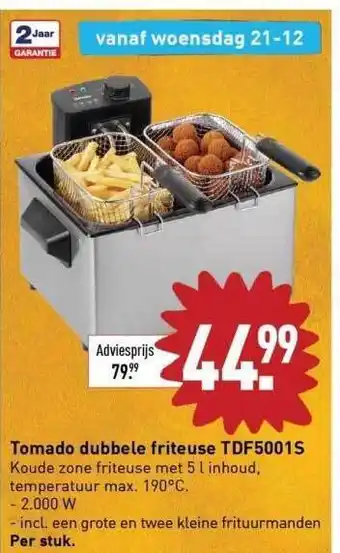 ALDI Tomado dubbele friteuse tdf5001s aanbieding