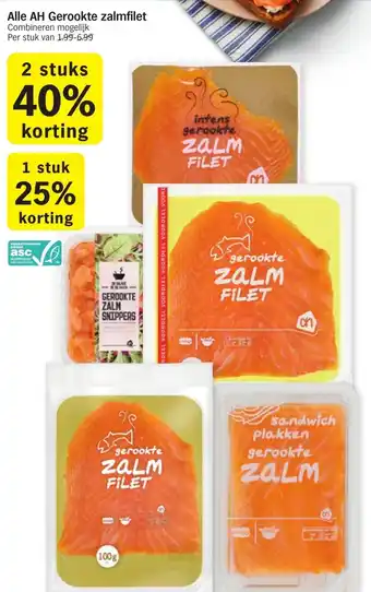 Albert Heijn Alle AH Gerookte zamlfilet aanbieding