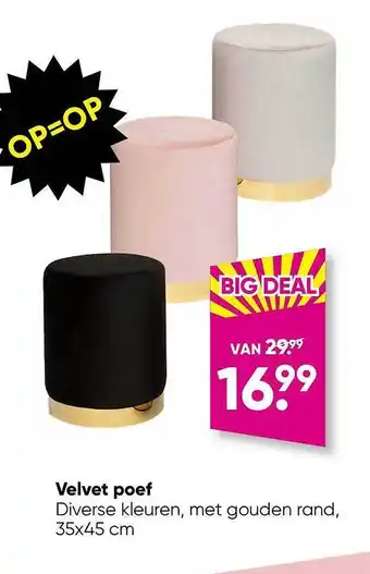 Big Bazar Velvet poef aanbieding