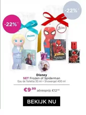 ICI Paris XL Disney frozen of spiderman eau de toilette 30 ml + showergel 400 ml aanbieding