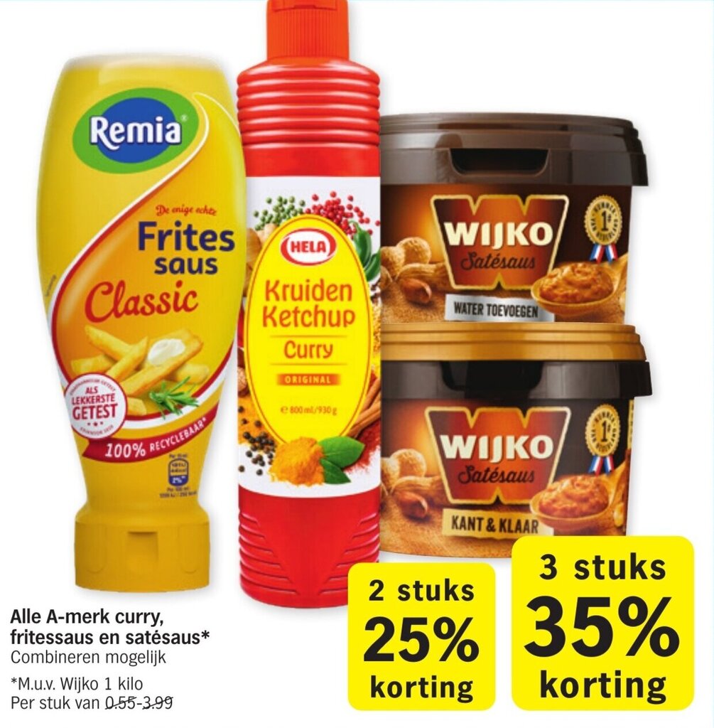 Alle Amerk curry, fritessaus en satesaus 1 kilo aanbieding bij Albert