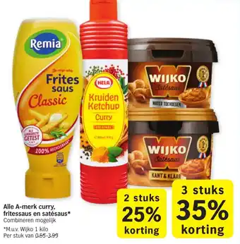 Albert Heijn Alle A-merk curry, fritessaus en satesaus 1 kilo aanbieding