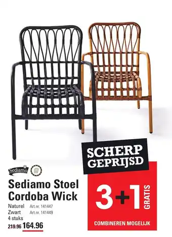 Sligro Sediamo stoel cordoba wick 3+1 aanbieding