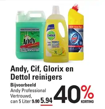 Sligro Andy, Cif, Glorix en Dettol reinigers aanbieding