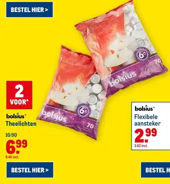 Makro Bolsius theelichten 2 st aanbieding