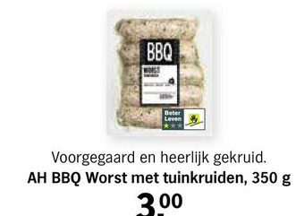 Albert Heijn AH BBQ Worst met tuinkruiden aanbieding