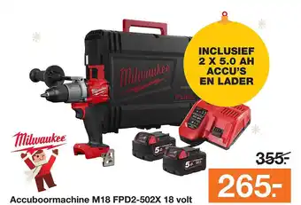 BOUWMAAT Milwaukee accuboormachine m18 fpd2-502x 18 volt aanbieding