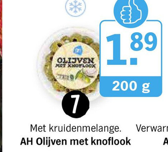 Albert Heijn AH Olijven met knoflook aanbieding