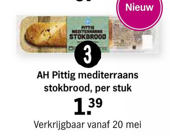 Albert Heijn AH Pittig mediterraans stokbrood, per stuk aanbieding