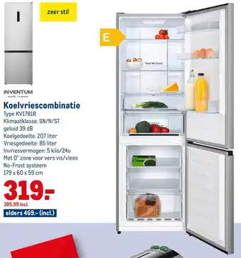 Makro INVENTUM Koel-/Vriescombinatie | KV1781R aanbieding