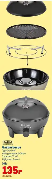 Makro Cadac Gasbarbecue Citi Chef 38cm aanbieding