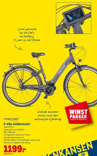 Makro Fisher E-bike Middenmotor CITA 3.1 aanbieding