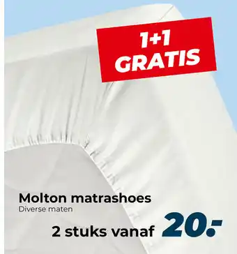 Beddenreus Molton matrashoes 1+1 gratis 2 stuks aanbieding