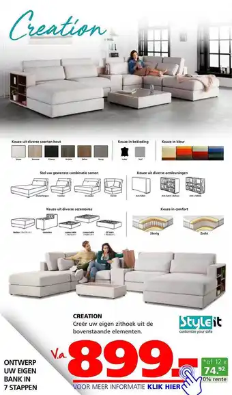 Seats and Sofas Creation hoekbank aanbieding