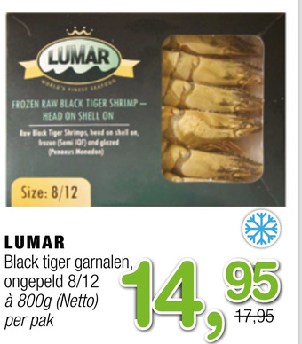 Amazing Oriëntal Black tiger garnalen, ongepeld 8/12 à 800g (Netto) aanbieding