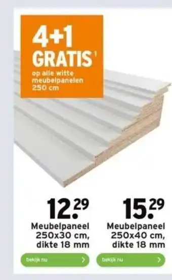 GAMMA Meubelpaneel 250x30 cm, dikte 18 mm of meubelpaneel 250x40 cmm, dikte 18 mm aanbieding