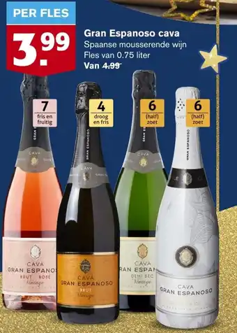 Hoogvliet Gran Espanoso cava 0.75 liter aanbieding