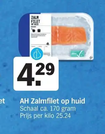 Albert Heijn AH Zalmfilet op huid 170 gram aanbieding