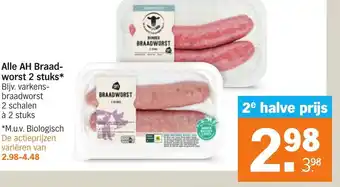 Albert Heijn Alle AH Braad-worst 2 stuks aanbieding