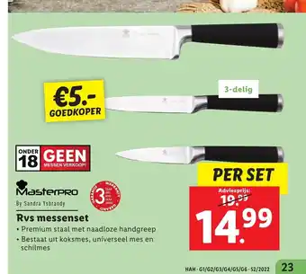 Lidl Rvs messenset per set aanbieding