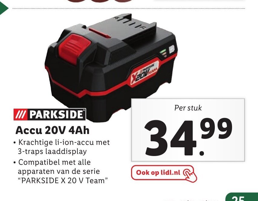 Parkside Akku, 20 V, für Geräte der Serie X 20 V Tea von Parkside