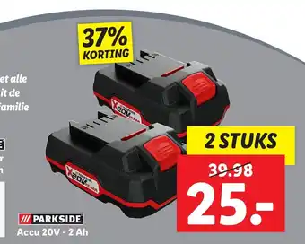 Lidl Parkside Accu 20V - 2 Ah 2 stuks aanbieding