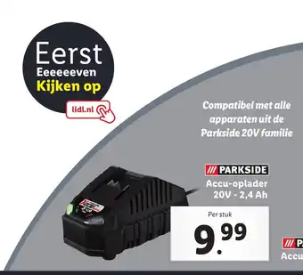 Lidl Parkside Accu-oplader 20V-  2,4 Ah aanbieding